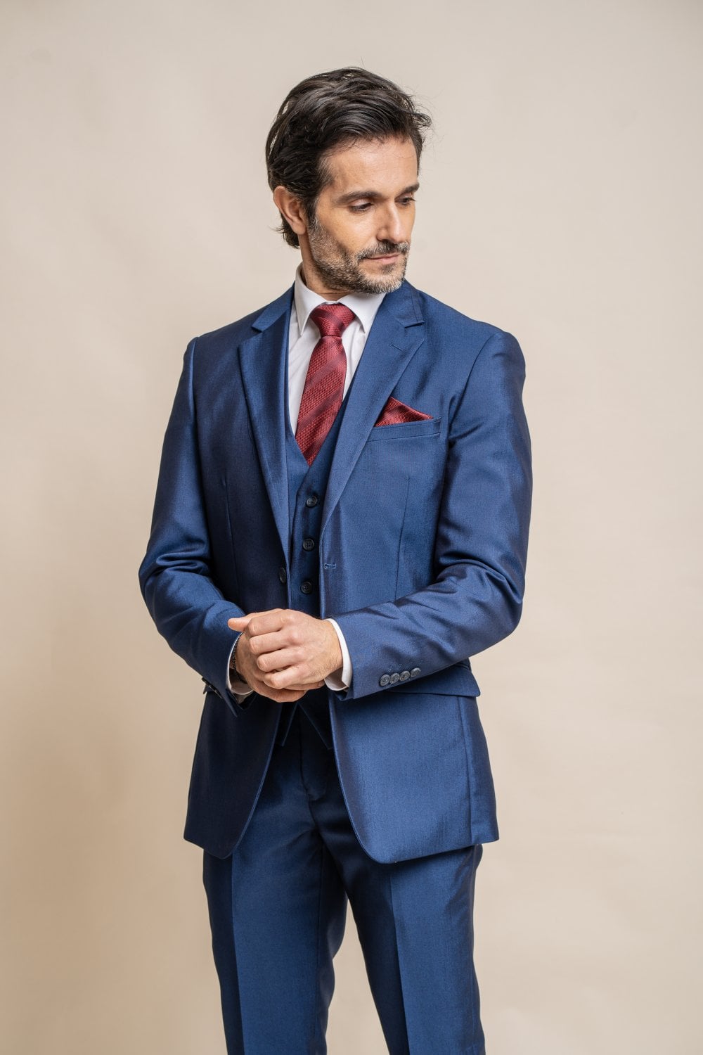 HOUSE OF CAVANI FORD BLUE LONG THREE PIECE SUIT