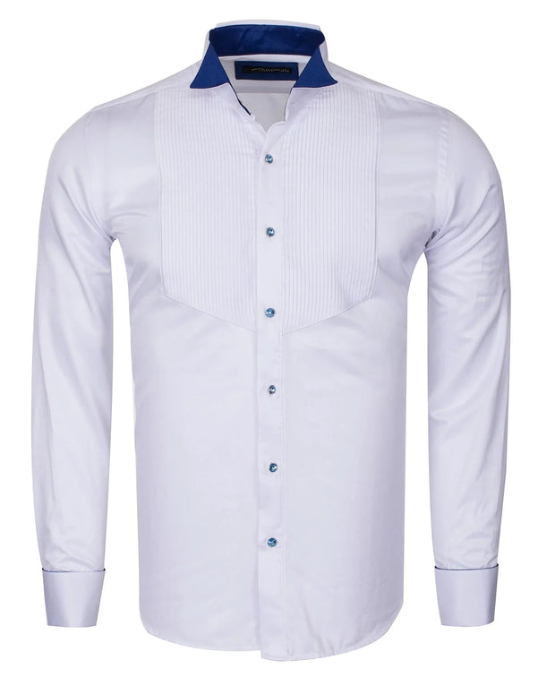 MAKROM-BLUE FANCY DRESS LONG SLEEVE BOW TIE SHIRT