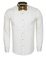 MAKROM-GOLD FANCY DRESS LONG SLEEVE BOW TIE SHIRT