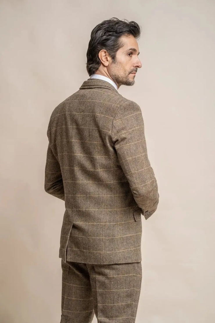 HOUSE OF CAVANI Albert Brown Tweed Check Suit