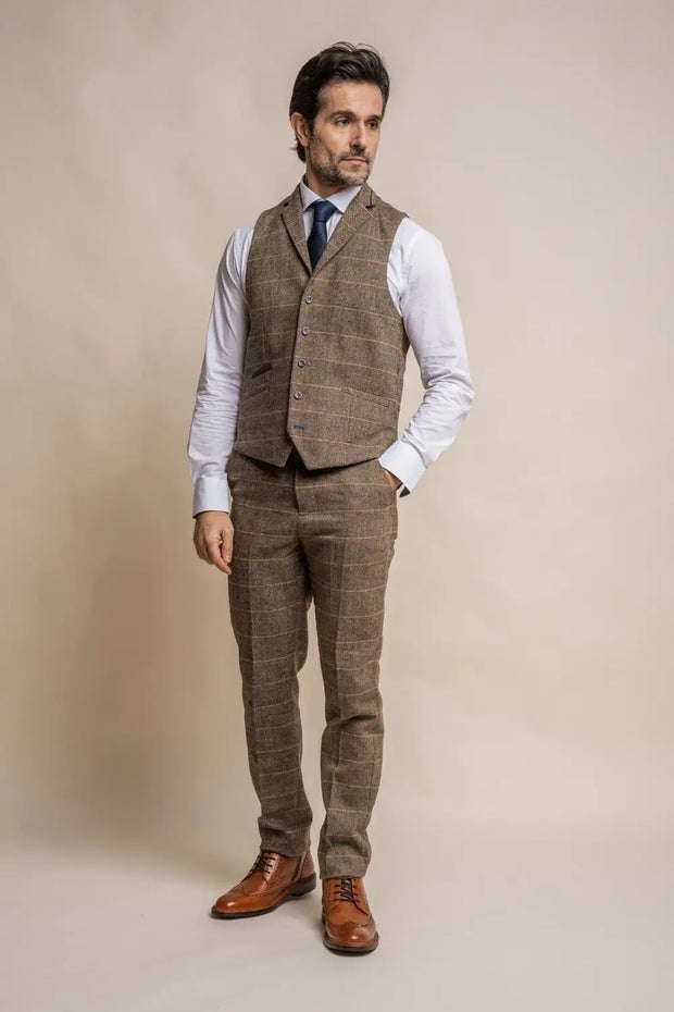 HOUSE OF CAVANI Albert Brown Tweed Check Suit