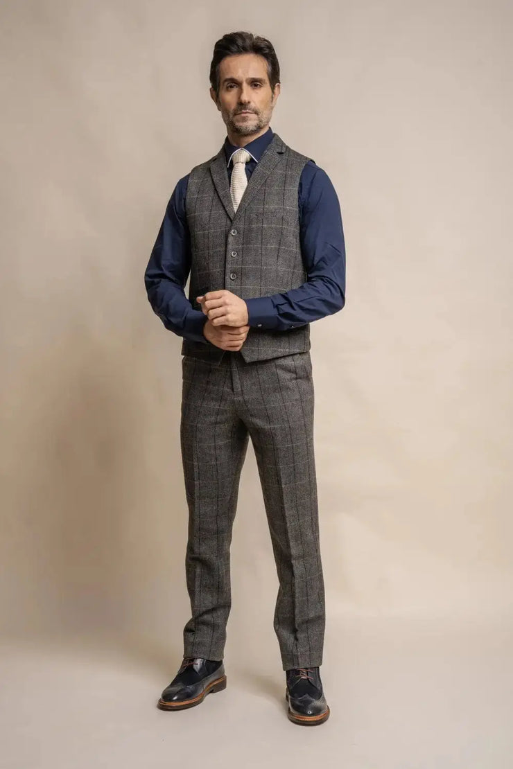 HOUSE OF CAVANI Albert Grey Tweed Check Suit