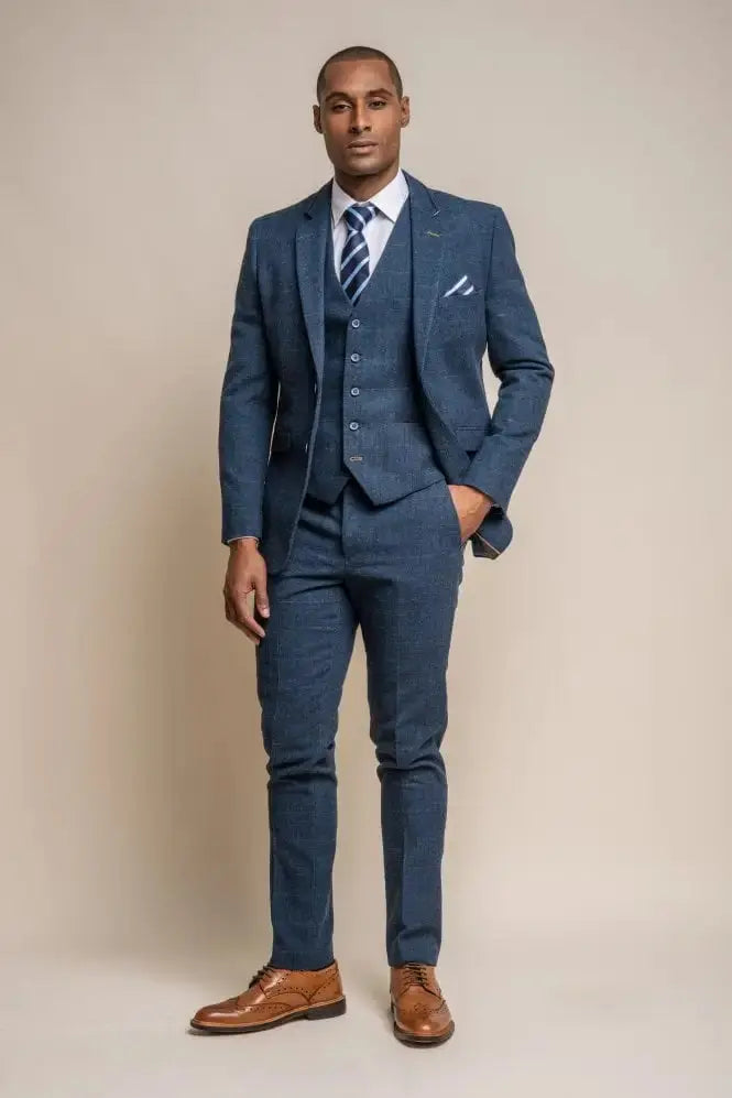 HOUSE OF CAVANI: Carnegi Navy Regular Tweed Check Suit