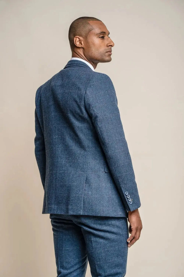 HOUSE OF CAVANI: Carnegi Navy Regular Tweed Check Suit