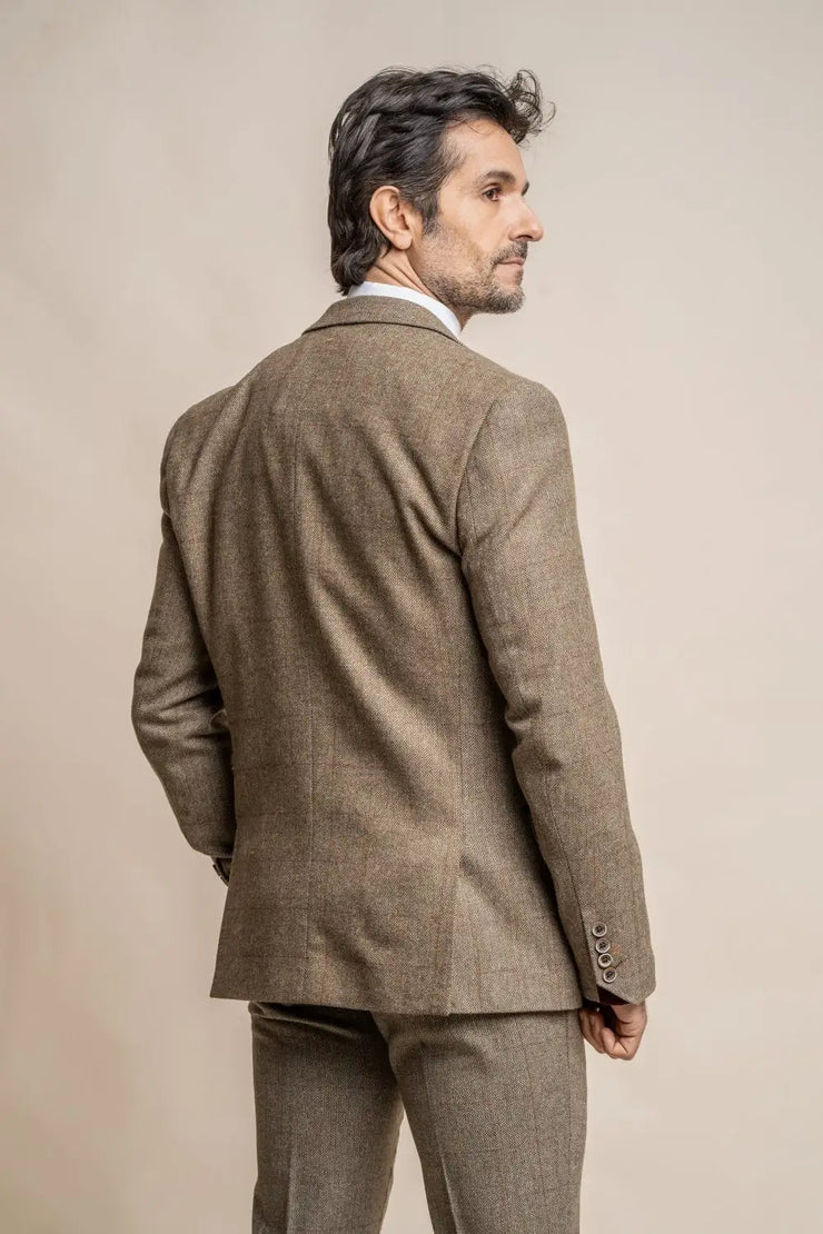 HOUSE OF CAVANI: Gaston Sage Tweed Three Piece Suit