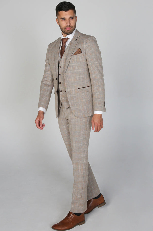 Paul Andrew -Holland Beige Men's Three Piece Suit