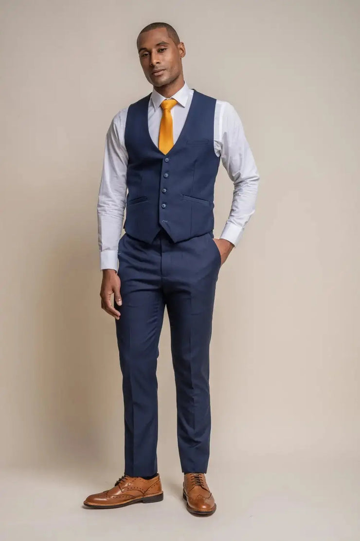 HOUSE OF CAVANI: Jefferson Navy Slim Fit Three Piece Suit