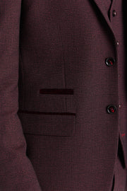 Regent Wine Check Three Piece Suit