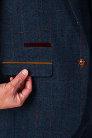 Scott Navy Tweed Check Three Piece Suit