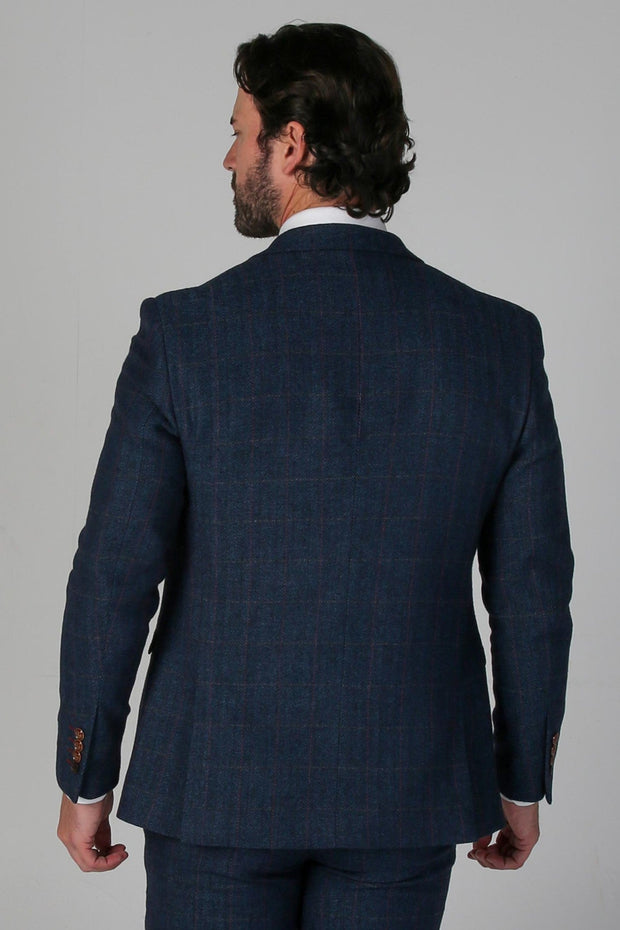 Scott Navy Tweed Check Three Piece Suit