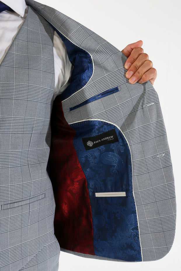 Mark Sky Blue Check Three Piece Suit