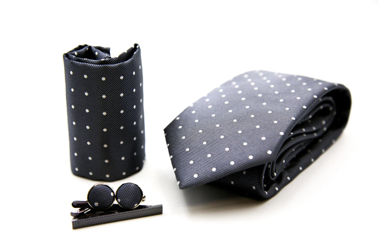 Paul Andrew - Charcoal Polka Dot Tie Set