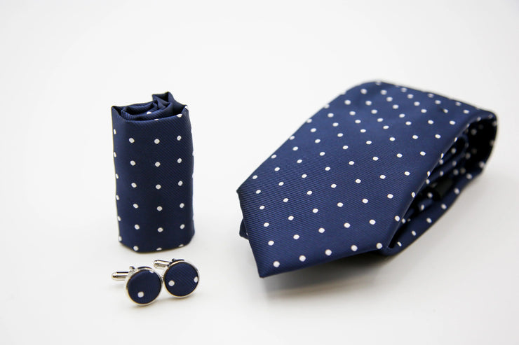 Paul Andrew - Navy Polka Dot Tie Set