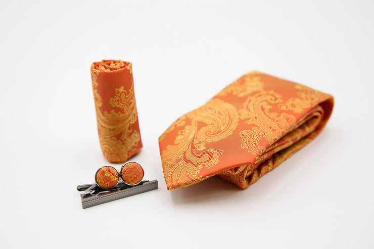 Paul Andrew - Orange Paisley Tie Set