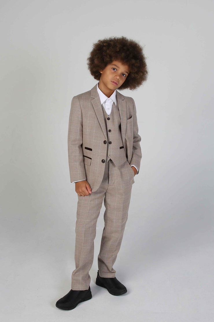 Paul Andrew Children - Device - Boy's Holland Beige Three Piece Suit