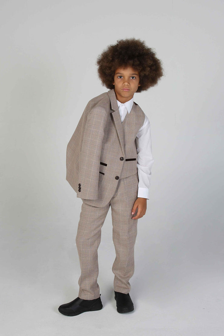 Paul Andrew Children - Device - Boy's Holland Beige Three Piece Suit