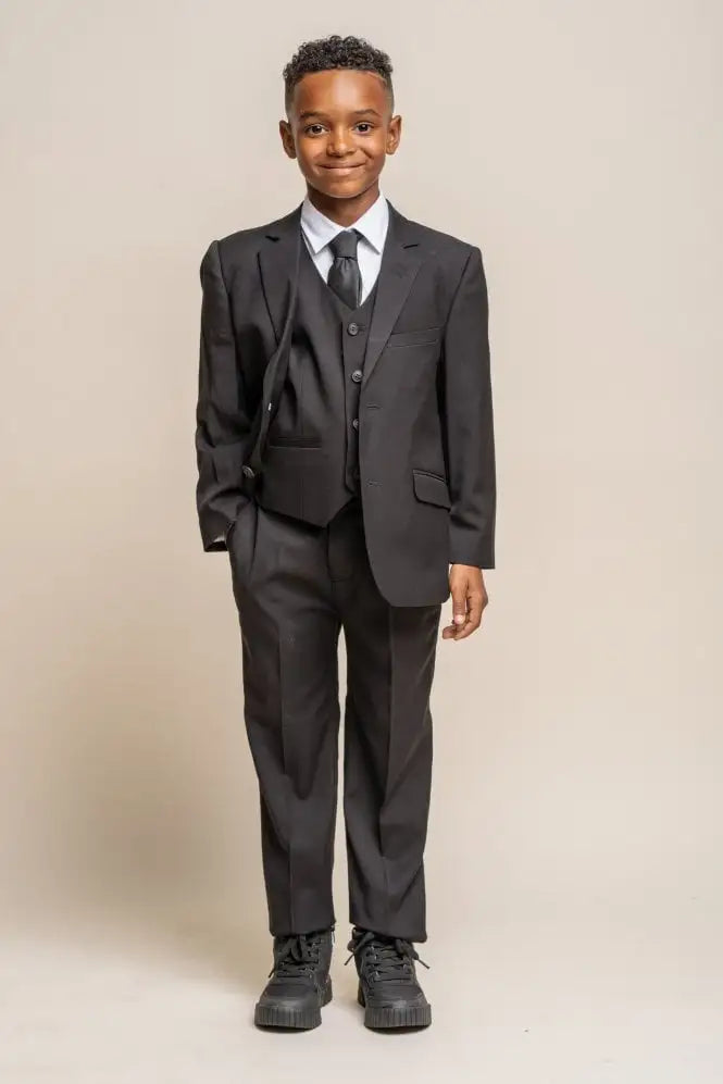 HOUSE OF CAVANI Marco Boys Black Three Piece Suit