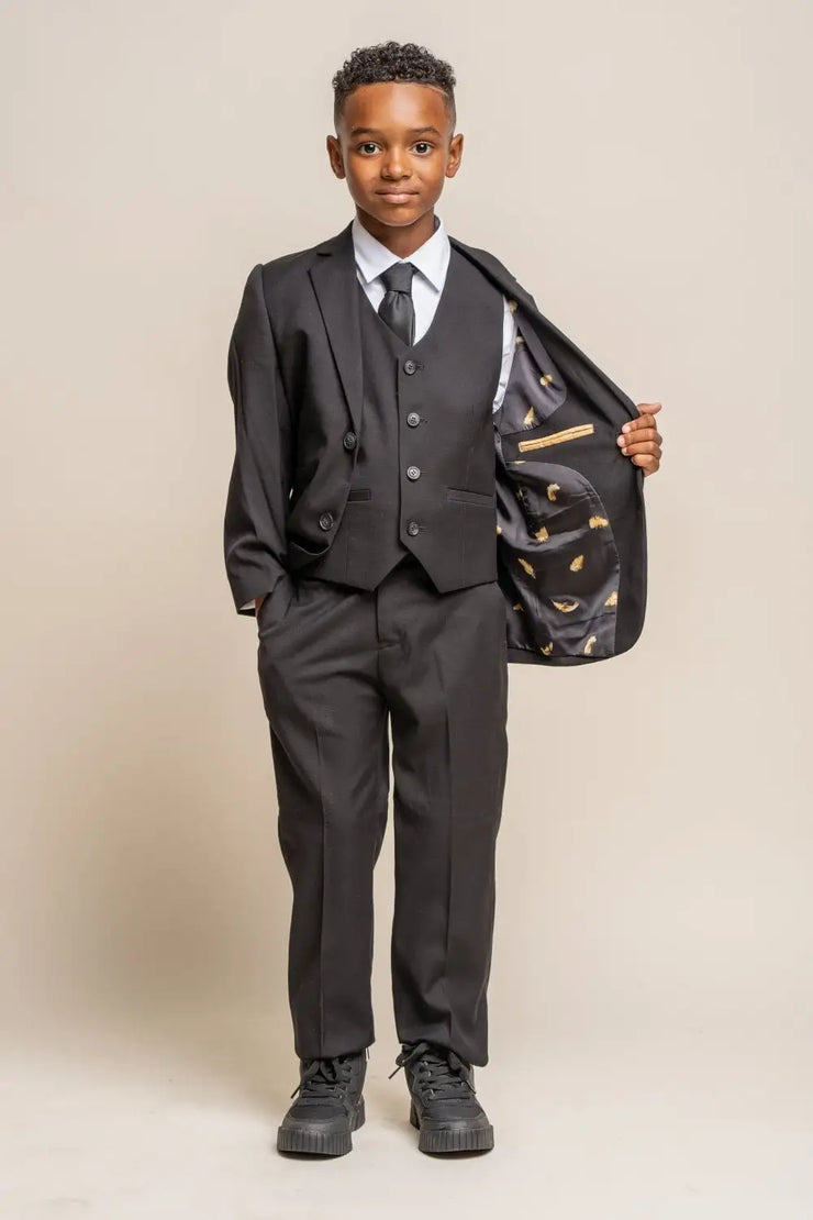 HOUSE OF CAVANI Marco Boys Black Three Piece Suit