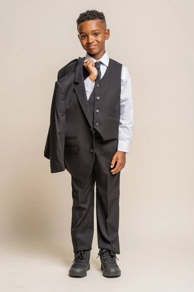 HOUSE OF CAVANI Marco Boys Black Three Piece Suit