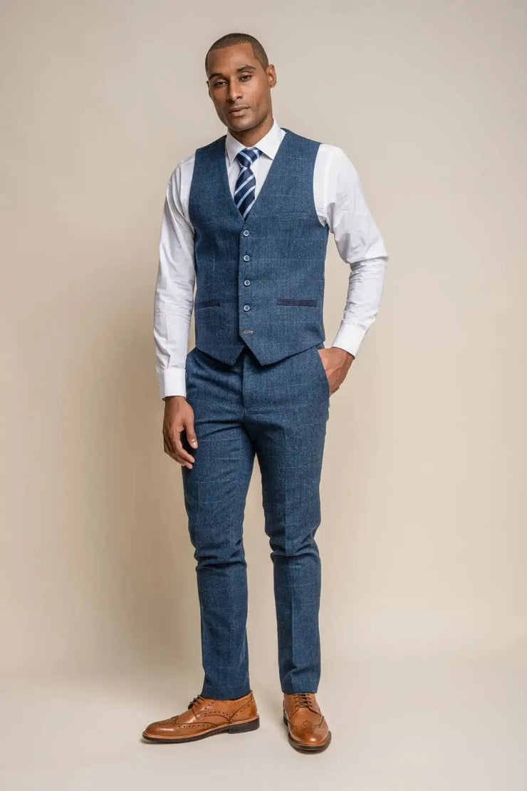 HOUSE OF CAVANI: Carnegi Navy Regular Tweed Check Suit