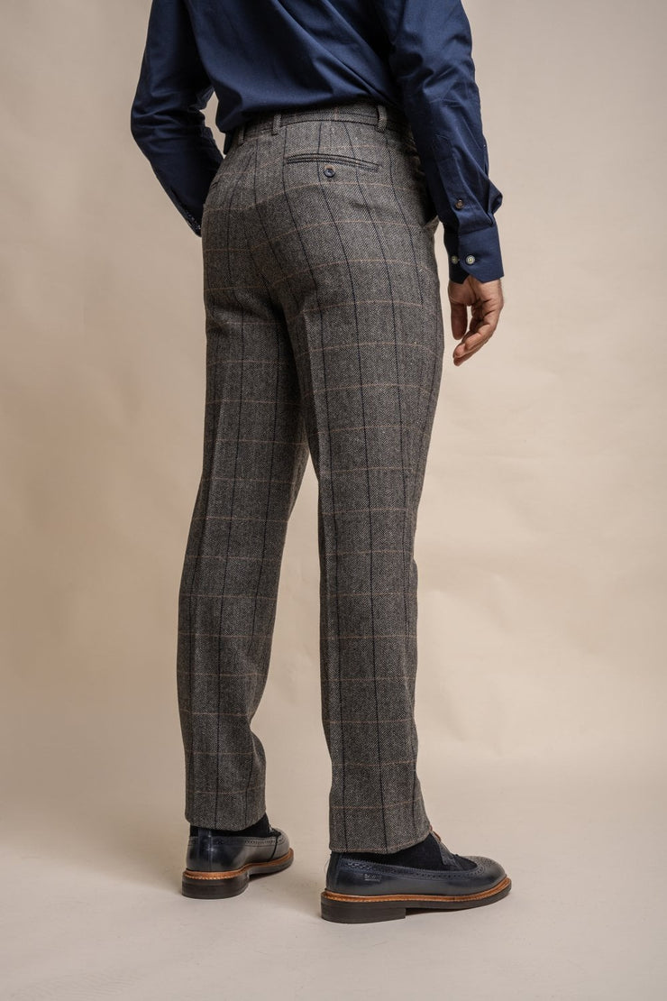 HOUSE OF CAVANI ALBERT GREY LONG TWEED CHECK SUIT