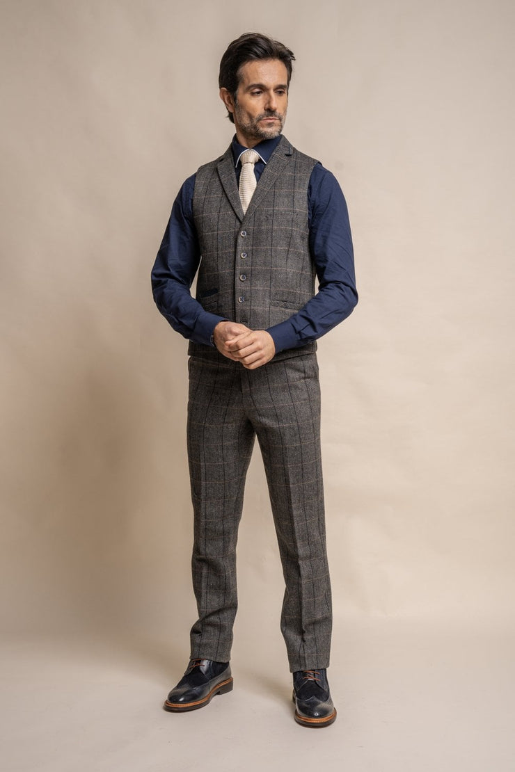 HOUSE OF CAVANI ALBERT GREY SHORT TWEED CHECK SUIT