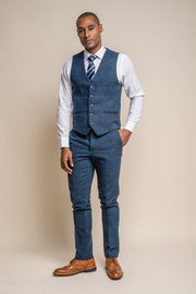 HOUSE OF CAVANI CARNEGI NAVY LONG TWEED CHECK SUIT