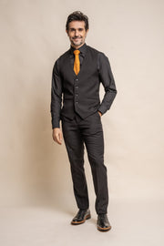 HOUSE OF CAVANI MARCO BLACK LONG THREE PIECE SLIM FIT SUIT