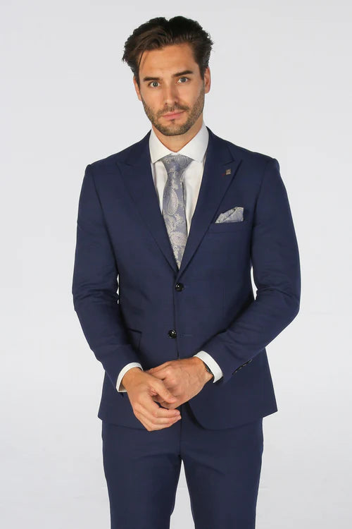 Mark Blue Check Three Piece Suit