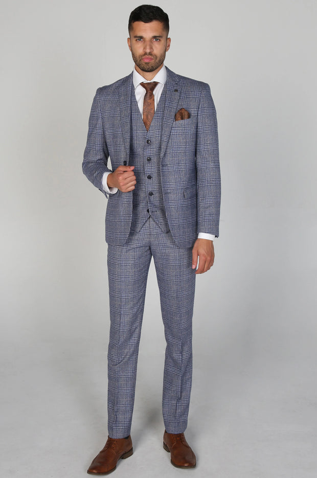 Paul Andrew  Viktor Blue Men's Three Piece Suit